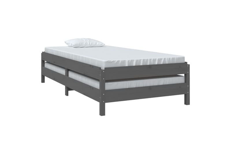 Pinottava sänky harmaa 75x190 cm täysi mänty - Harmaa - Huonekalut - Sänky - Sänkykehikot & sängynrungot