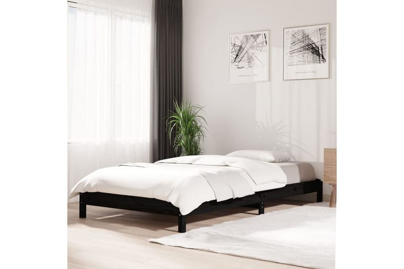Pinottava sänky musta 100x200 cm täysi mänty - Musta - Huonekalut - Sänky - Sänkykehikot & sängynrungot