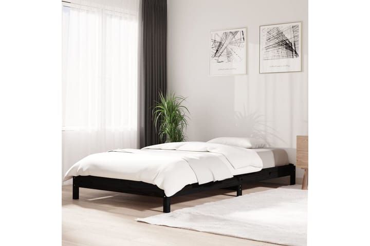 Pinottava sänky musta 100x200 cm täysi mänty - Musta - Sänkykehikot & sängynrungot