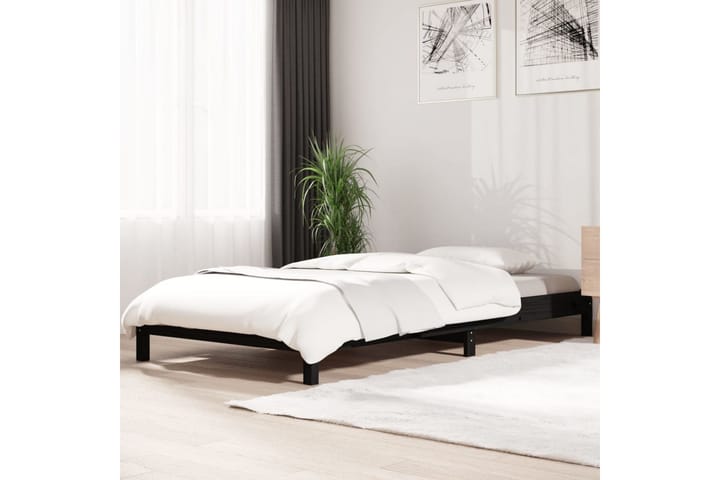 Pinottava sänky musta 75x190 cm täysi mänty - Musta - Sänkykehikot & sängynrungot