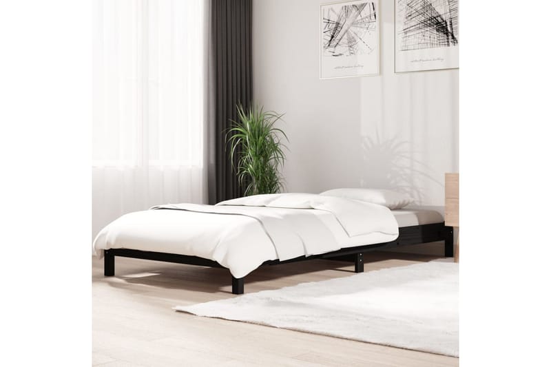 Pinottava sänky musta 90x190 cm täysi mänty - Musta - Huonekalut - Sänky - Sänkykehikot & sängynrungot