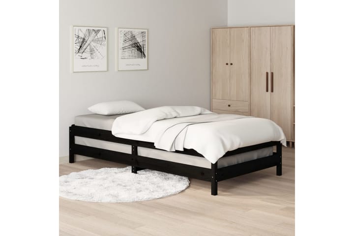 Pinottava sänky musta 90x200 cm täysi mänty - Musta - Sänkykehikot & sängynrungot