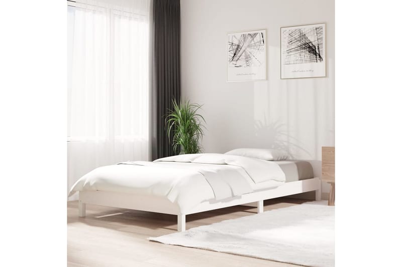 Pinottava sänky valkoinen 100x200 cm täysi mänty - Valkoinen - Huonekalut - Sänky - Sänkykehikot & sängynrungot
