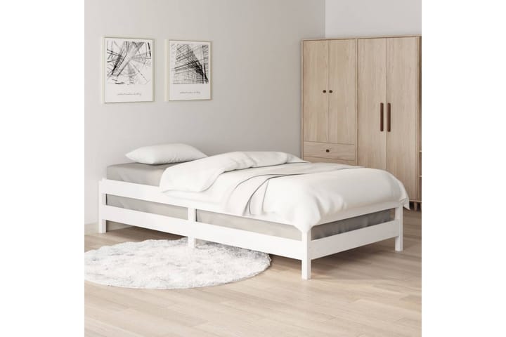 Pinottava sänky valkoinen 80x200 cm täysi mänty - Valkoinen - Sänkykehikot & sängynrungot