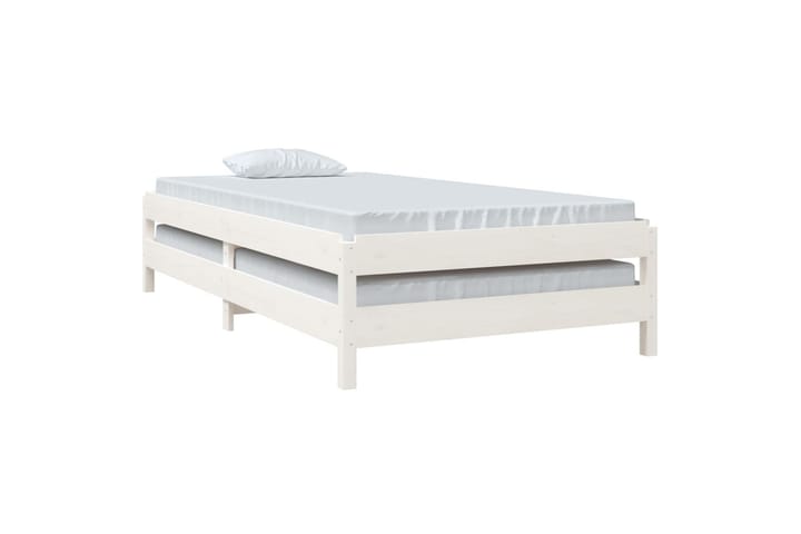 Pinottava sänky valkoinen 80x200 cm täysi mänty - Valkoinen - Sänkykehikot & sängynrungot