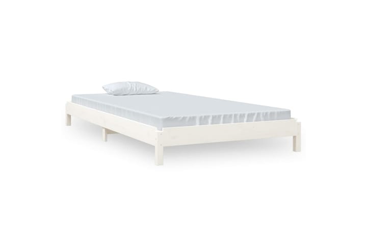 Pinottava sänky valkoinen 90x200 cm täysi mänty - Valkoinen - Sänkykehikot & sängynrungot
