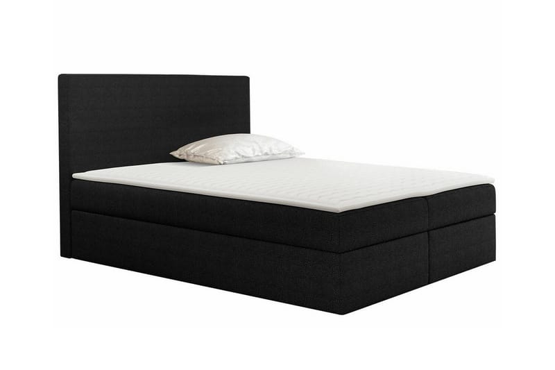Pries sängynrunko säilytyksellä 200x200 cm kangasta sängynpäällä, Musta