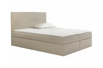 Pries sänkypaketti 160x200 cm kangasta sängynpäädyllä + petauspatja, kovuusaste Medium - Beige - Huonekalut - Sänky - Sänkykehikot & sängynrungot