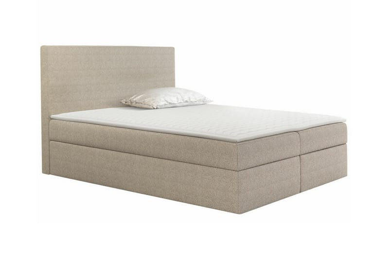 Pries sänkypaketti 160x200 cm kangasta sängynpäädyllä + petauspatja, kovuusaste Medium, Beige