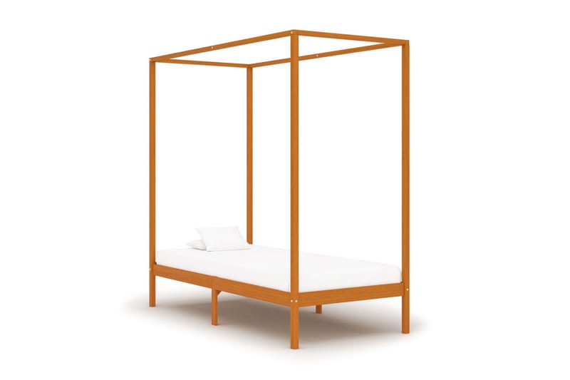 Pylvässänky hunajanruskea täysi mänty 100x200 cm - Ruskea - Huonekalut - Sänky - Sänkykehikot & sängynrungot