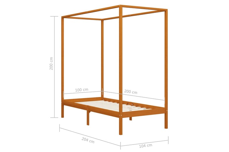 Pylvässänky hunajanruskea täysi mänty 100x200 cm - Ruskea - Huonekalut - Sänky - Sänkykehikot & sängynrungot