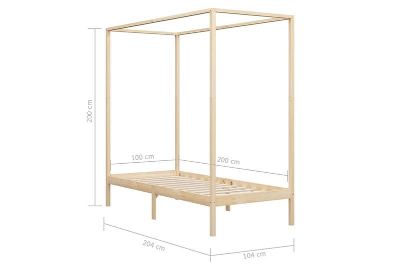 Pylvässänky täysi mänty 100x200 cm - Ruskea - Huonekalut - Sänky - Sänkykehikot & sängynrungot