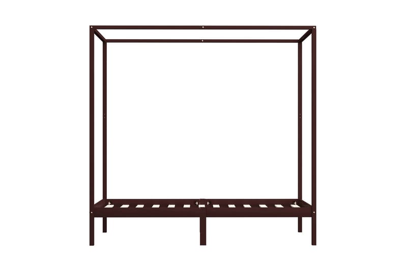 Pylvässänky tummanruskea täysi mänty 100x200 cm - Ruskea - Huonekalut - Sänky - Sänkykehikot & sängynrungot