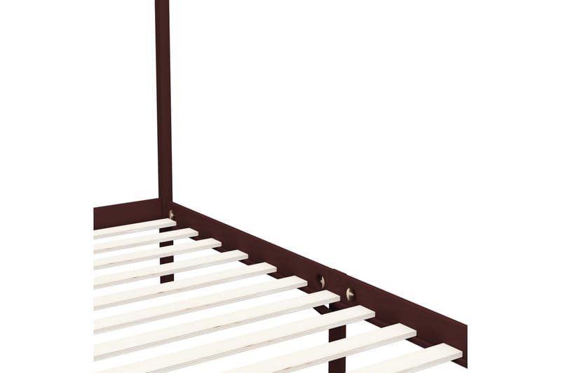 Pylvässänky tummanruskea täysi mänty 100x200 cm - Ruskea - Huonekalut - Sänky - Sänkykehikot & sängynrungot