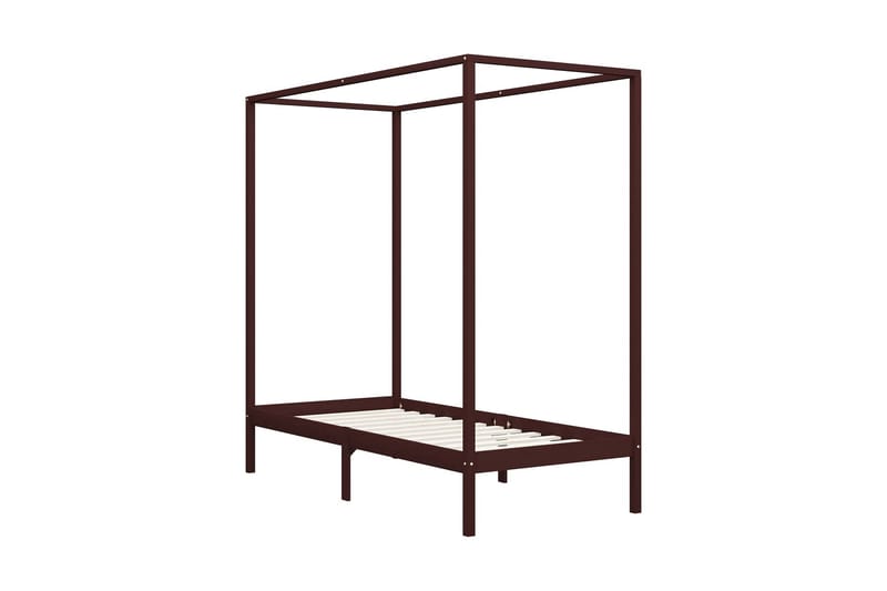Pylvässänky tummanruskea täysi mänty 90x200 cm - Ruskea - Huonekalut - Sänky - Sänkykehikot & sängynrungot