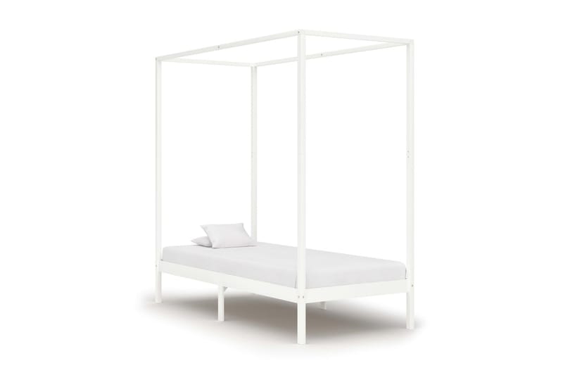 Pylvässänky valkoinen täysi mänty 100x200 cm - Valkoinen - Huonekalut - Sänky - Sänkykehikot & sängynrungot