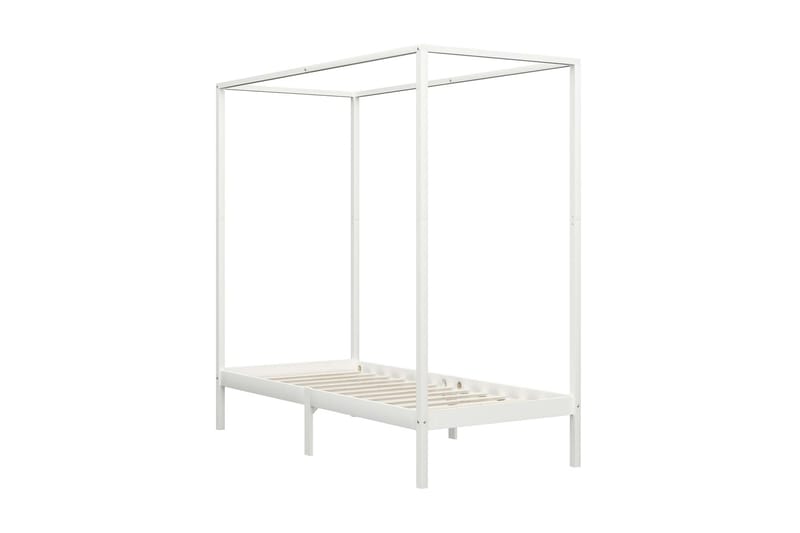 Pylvässänky valkoinen täysi mänty 100x200 cm - Valkoinen - Huonekalut - Sänky - Sänkykehikot & sängynrungot