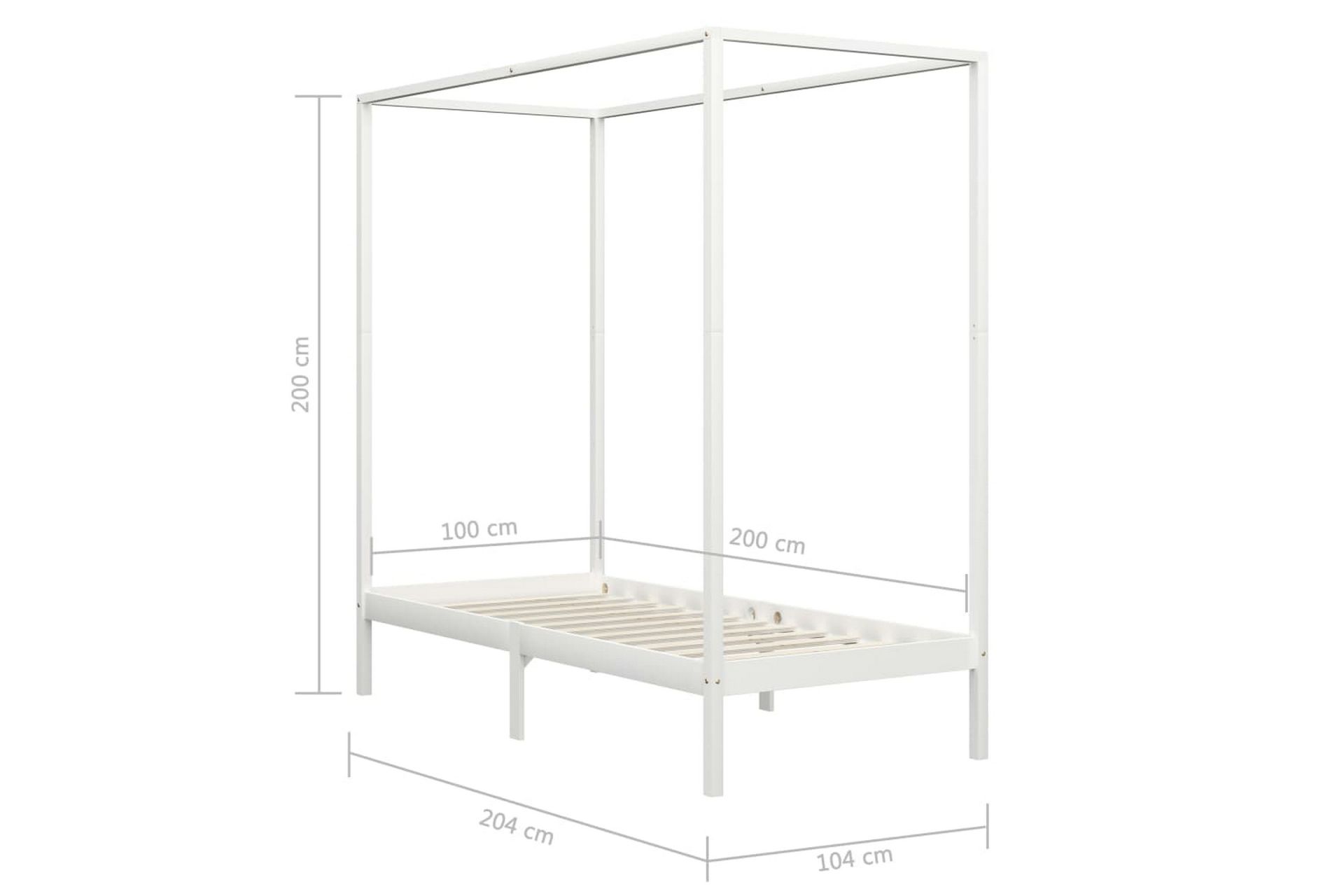 Pylvässänky valkoinen täysi mänty 100x200 cm - Valkoinen - Huonekalut - Sänky - Sänkykehikot & sängynrungot