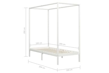 Pylvässänky valkoinen täysi mänty 100x200 cm - Valkoinen - Huonekalut - Sänky - Sänkykehikot & sängynrungot