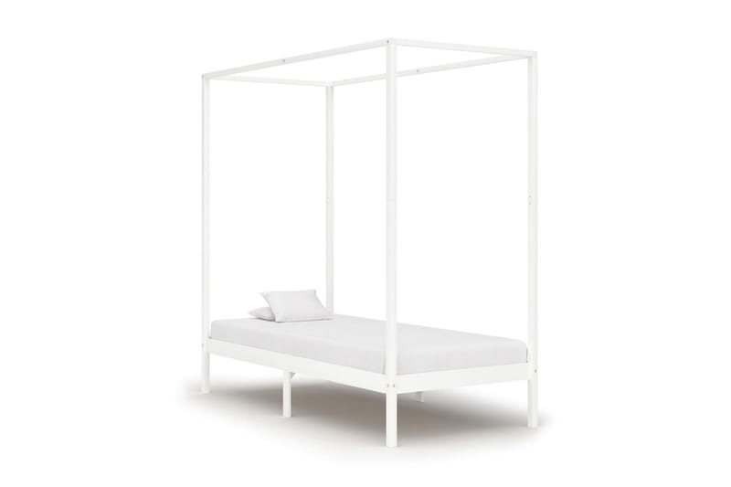 Pylvässänky valkoinen täysi mänty 90x200 cm - Valkoinen - Huonekalut - Sänky - Sänkykehikot & sängynrungot