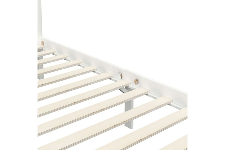 Pylvässänky valkoinen täysi mänty 90x200 cm - Valkoinen - Sänkykehikot & sängynrungot