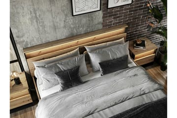 Rathmore sängynrunko säilytyksellä 160x200 cm puuta sängynpäädyllä - Puunvärinen - Huonekalut - Sänky - Sänkykehikot & sängynrungot