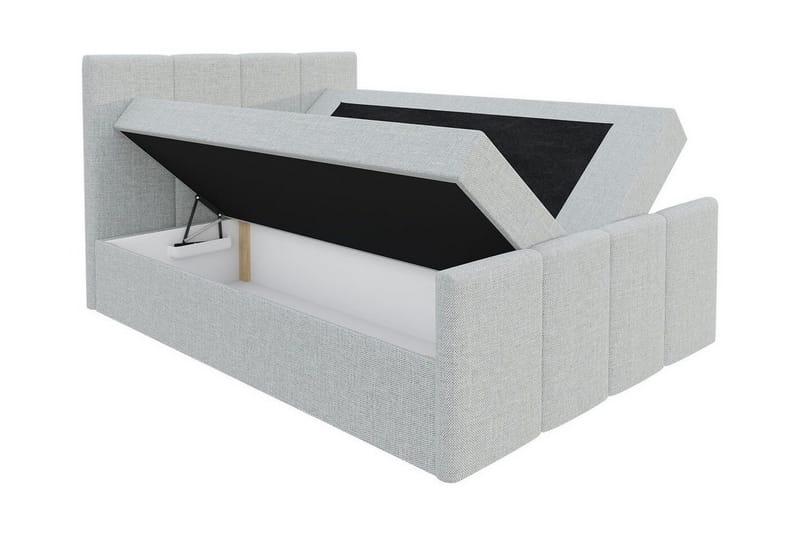 Ripon sänkypaketti 120x200 cm kangasta sängynpäädyllä + petauspatja kovuusaste medium - Beige - Huonekalut - Sänky - Sänkykehikot & sängynrungot