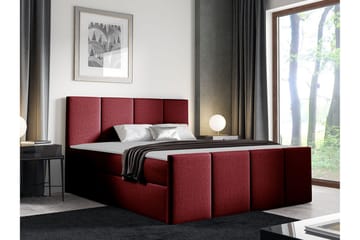 Ripon sänkypaketti säilytyksellä 120x200 cm kangasta sängynpäädyllä + petauspatja - Punainen - Huonekalut - Sänky - Sänkykehikot & sängynrungot
