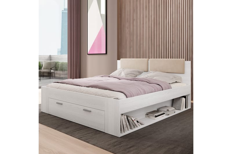 Sängynrunko 140x200 cm - Tuhkanharmaa/Valkoinen - Huonekalut - Sänky - Sänkykehikot & sängynrungot