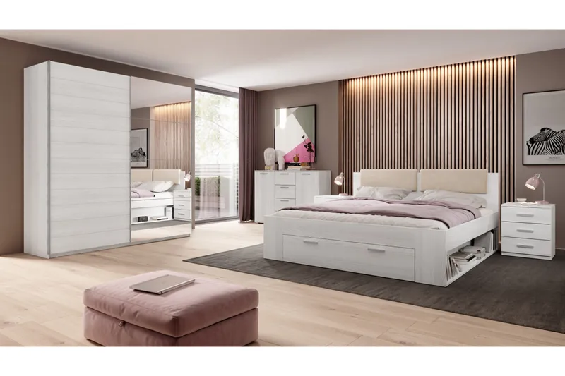 Sängynrunko 160x200 cm - Tuhkanharmaa/Valkoinen - Huonekalut - Sänky - Sänkykehikot & sängynrungot