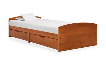 Sängynrunko 2 vetolaatikolla hunajanrusk. täysi mänty 90x200 - Huonekalut - Sänky - Sänkykehikot & sängynrungot
