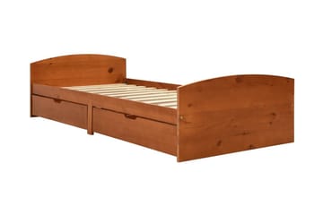 Sängynrunko 2 vetolaatikolla hunajanrusk. täysi mänty 90x200 - Huonekalut - Sänky - Sänkykehikot & sängynrungot