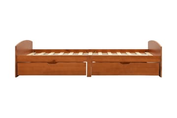 Sängynrunko 2 vetolaatikolla hunajanrusk. täysi mänty 90x200 - Huonekalut - Sänky - Sänkykehikot & sängynrungot