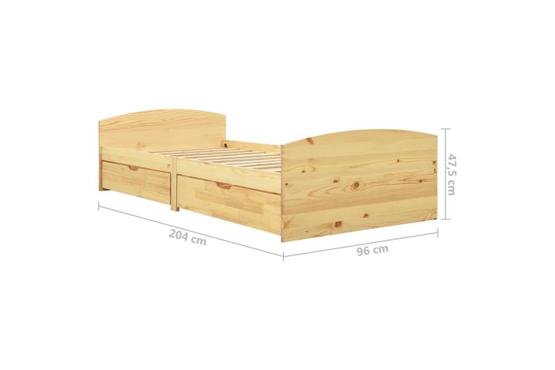 Sängynrunko 2 vetolaatikolla täysi mänty 90x200 cm - Huonekalut - Sänky - Sänkykehikot & sängynrungot