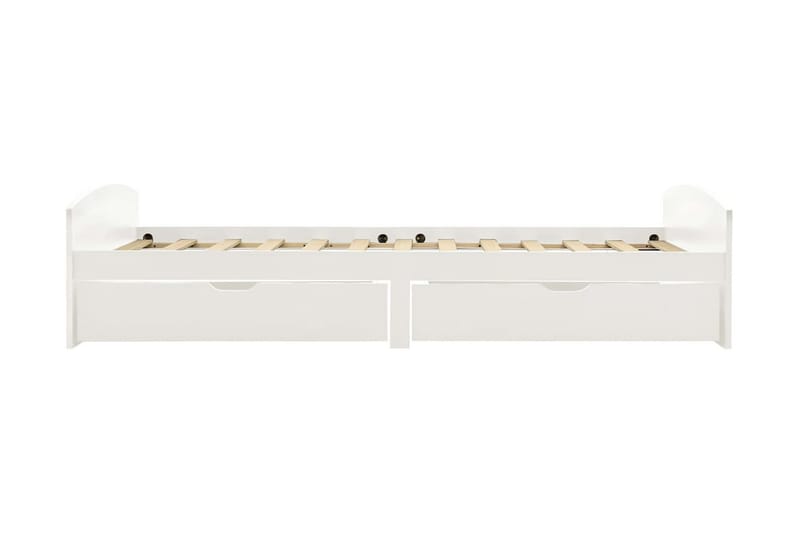 Sängynrunko 2 vetolaatikolla valkoinen täysi mänty 90x200 cm - Huonekalut - Sänky - Sänkykehikot & sängynrungot