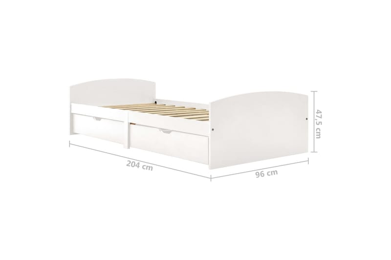 Sängynrunko 2 vetolaatikolla valkoinen täysi mänty 90x200 cm - Huonekalut - Sänky - Sänkykehikot & sängynrungot