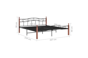 Sängynrunko 200x200 cm Metalli/Tammi - Musta - Huonekalut - Sänky - Sänkykehikot & sängynrungot