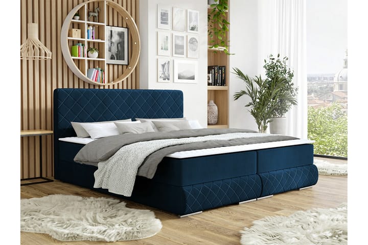 Sängynrunko Abbeyfield 160x200 cm - Tummansininen - Sametti - Sänkykehikot & sängynrungot