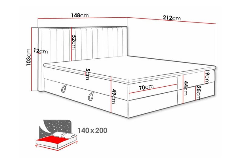 Sängynrunko Aviemore 140x200 cm - Huonekalut - Sänky - Sänkykehikot & sängynrungot