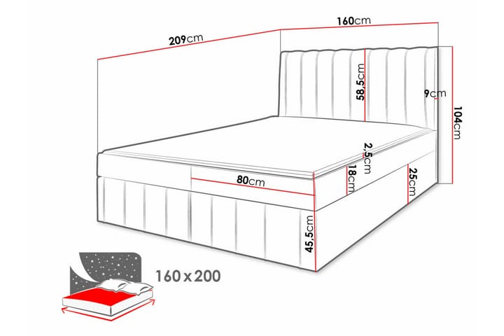 Sängynrunko Bandon 160x200 cm - Beige - Sänkykehikot & sängynrungot