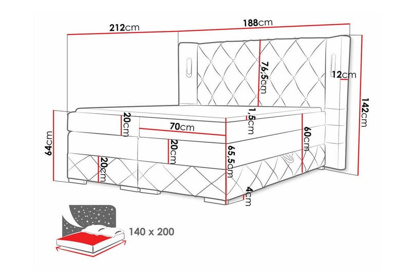 Sängynrunko Boisdale 140x200 cm - Huonekalut - Sänky - Sänkykehikot & sängynrungot