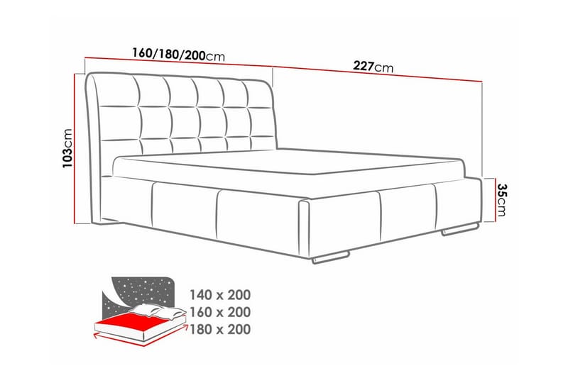 Sängynrunko Boisdale 180x200 cm - Huonekalut - Sänky - Sänkykehikot & sängynrungot