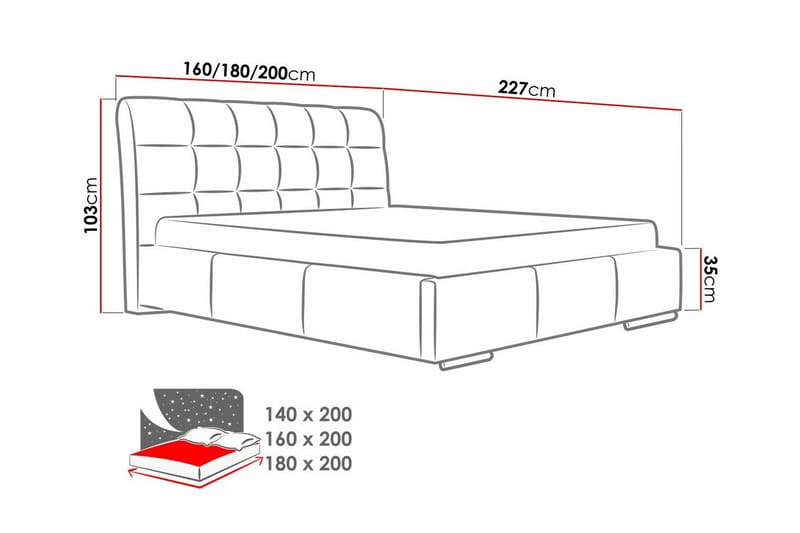 Sängynrunko Boisdale 180x200 cm - Huonekalut - Sänky - Sänkykehikot & sängynrungot
