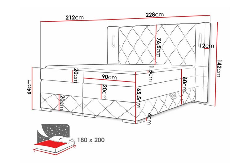 Sängynrunko Boisdale 180x200 cm - Huonekalut - Sänky - Sänkykehikot & sängynrungot