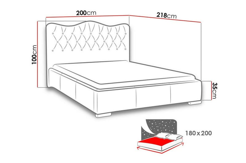 Sängynrunko Boisdale 180x200 cm - Huonekalut - Sänky - Sänkykehikot & sängynrungot