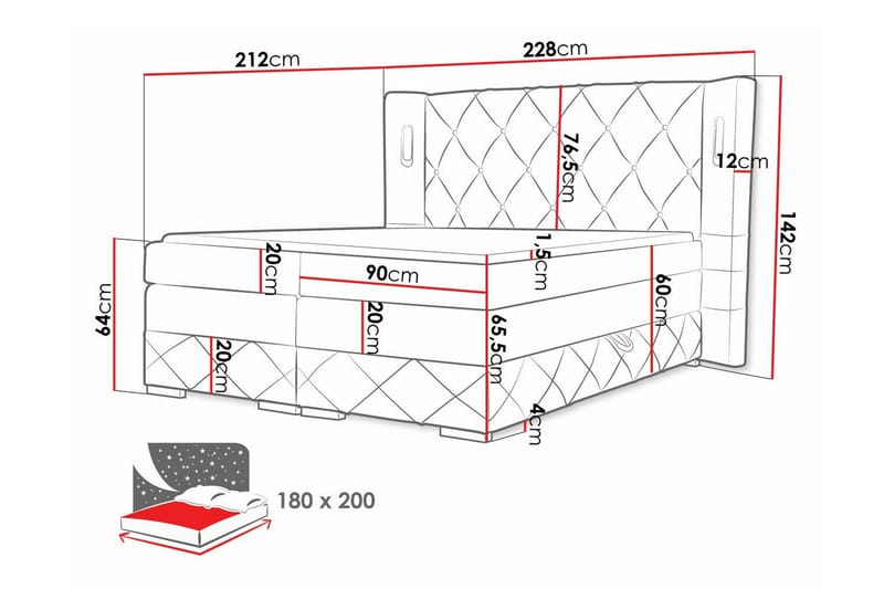 Sängynrunko Boisdale 180x200 cm - Huonekalut - Sänky - Sänkykehikot & sängynrungot