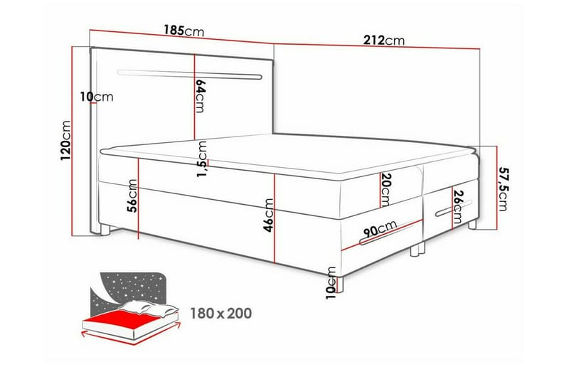 Sängynrunko Boisdale 180x200 cm - Huonekalut - Sänky - Sänkykehikot & sängynrungot