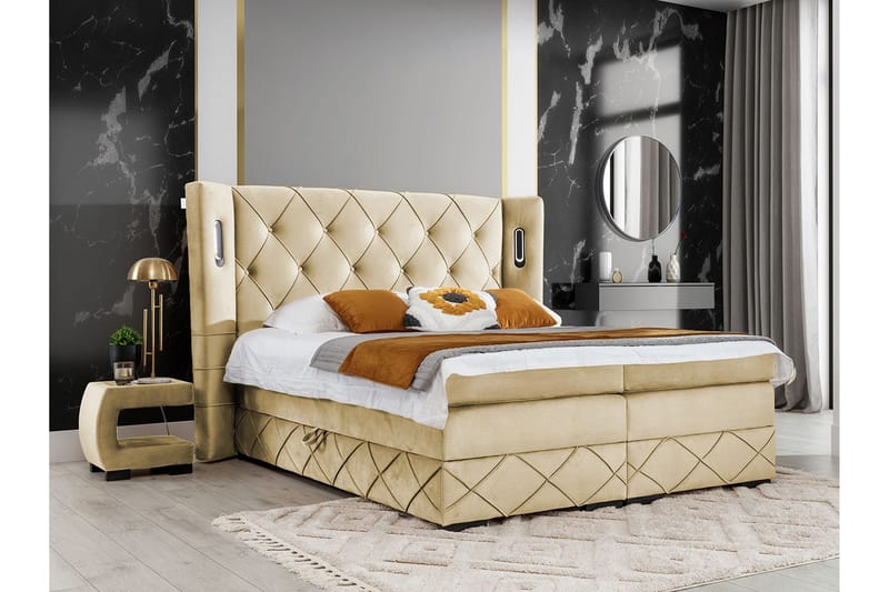 Sängynrunko Boisdale 200x200 cm - Tumma Beige/Mocca - Huonekalut - Sänky - Sänkykehikot & sängynrungot