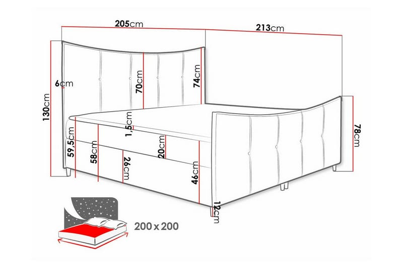 Sängynrunko Boisdale 200x200 cm - Tummanharmaa - Huonekalut - Sänky - Sänkykehikot & sängynrungot