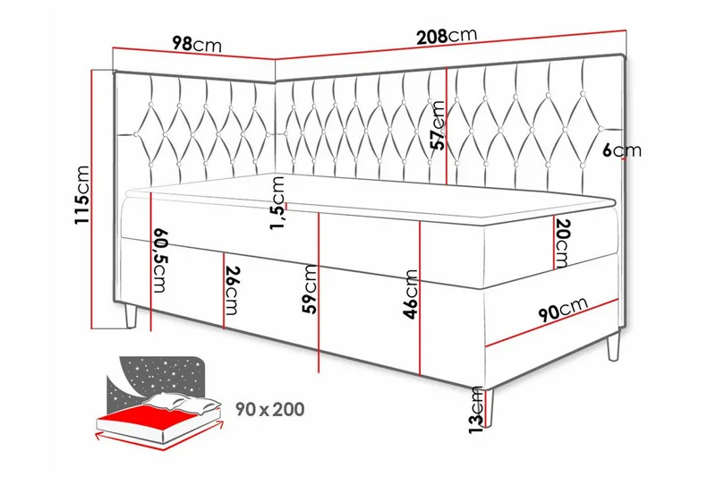 Sängynrunko Boisdale 90x200 cm - Huonekalut - Sänky - Sänkykehikot & sängynrungot